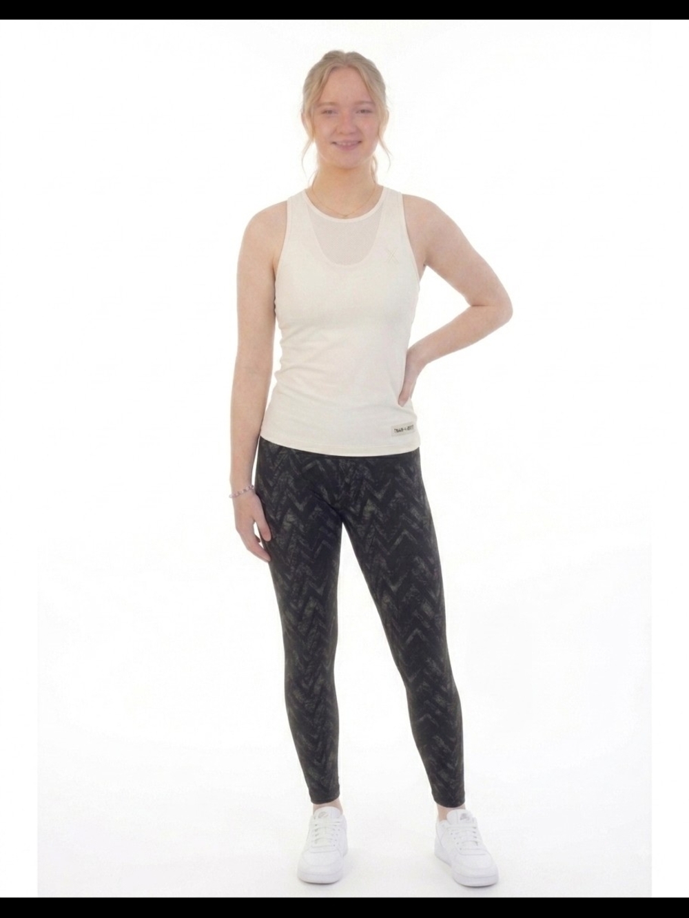 Weekend by Marika Chevron Leggings  High Waist Black Grey Athletic Activewear